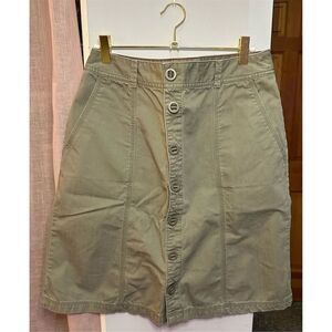 Eddie Bauer Women's A-Line Khaki Skirt Size 6 Knee Length Button-Up Casual Beige